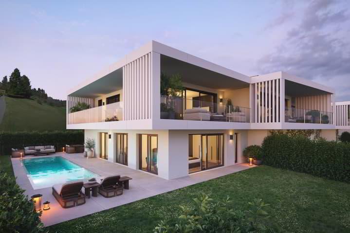 Villa moderne neuve avec piscine et vue panoramique à Lutry
