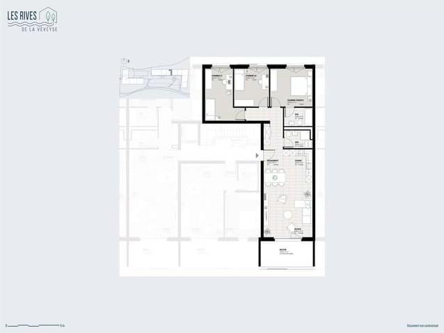4.5 pièces traversant 106 m² - Dernier étage - Balcon sud