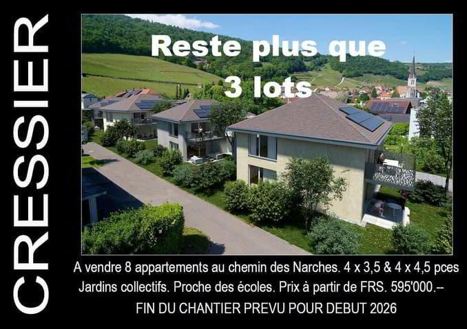 PLUS QUE 1 SEUL LOT EN VENTE - Narches à 2088 Cressier