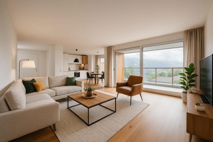 Moderne 5.5-Zimmer Gartenwohnung in Zeneggen mit Bergblick