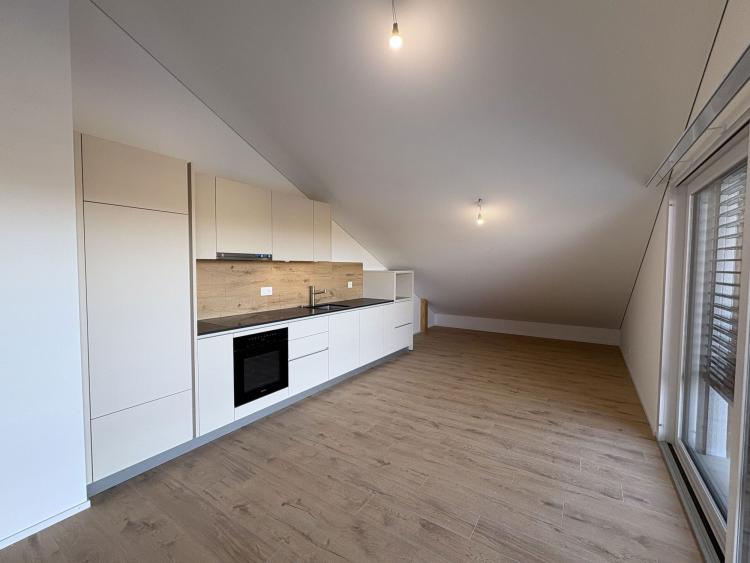 Luxueux 2.5 mansardé, grande baie vitrée sur balcon couvert