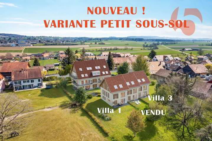 NOUVEAU variante petit sous-sol - villas contiguës 6,5 pcs à 1 km LEB