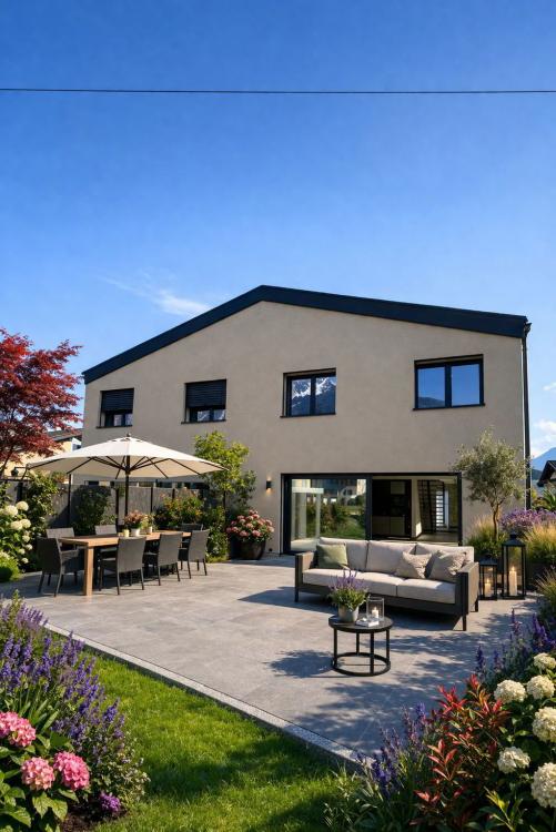 Villa contemporaine neuve volumes, lumière et confort