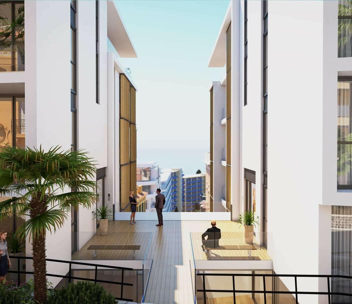 Appartement vue mer dans la prestigieuse résidence Olympe à Beausoleil, à la frontière de Monaco