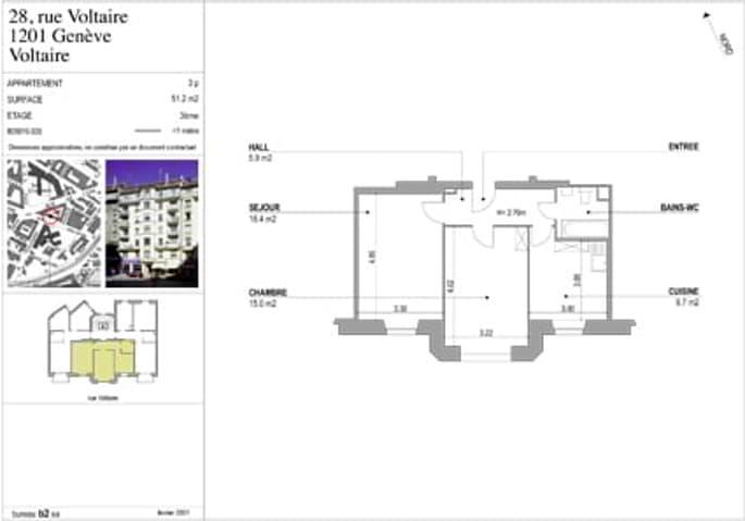 Appartement en cours de rénovation complète de 3 pièces au 3ème étage